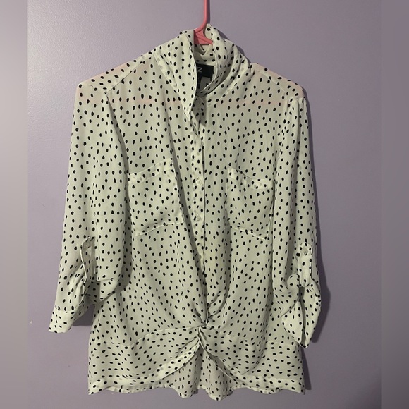 iZ Byer White and Black Polka Dot Button Down Shirt - Picture 2 of 3
